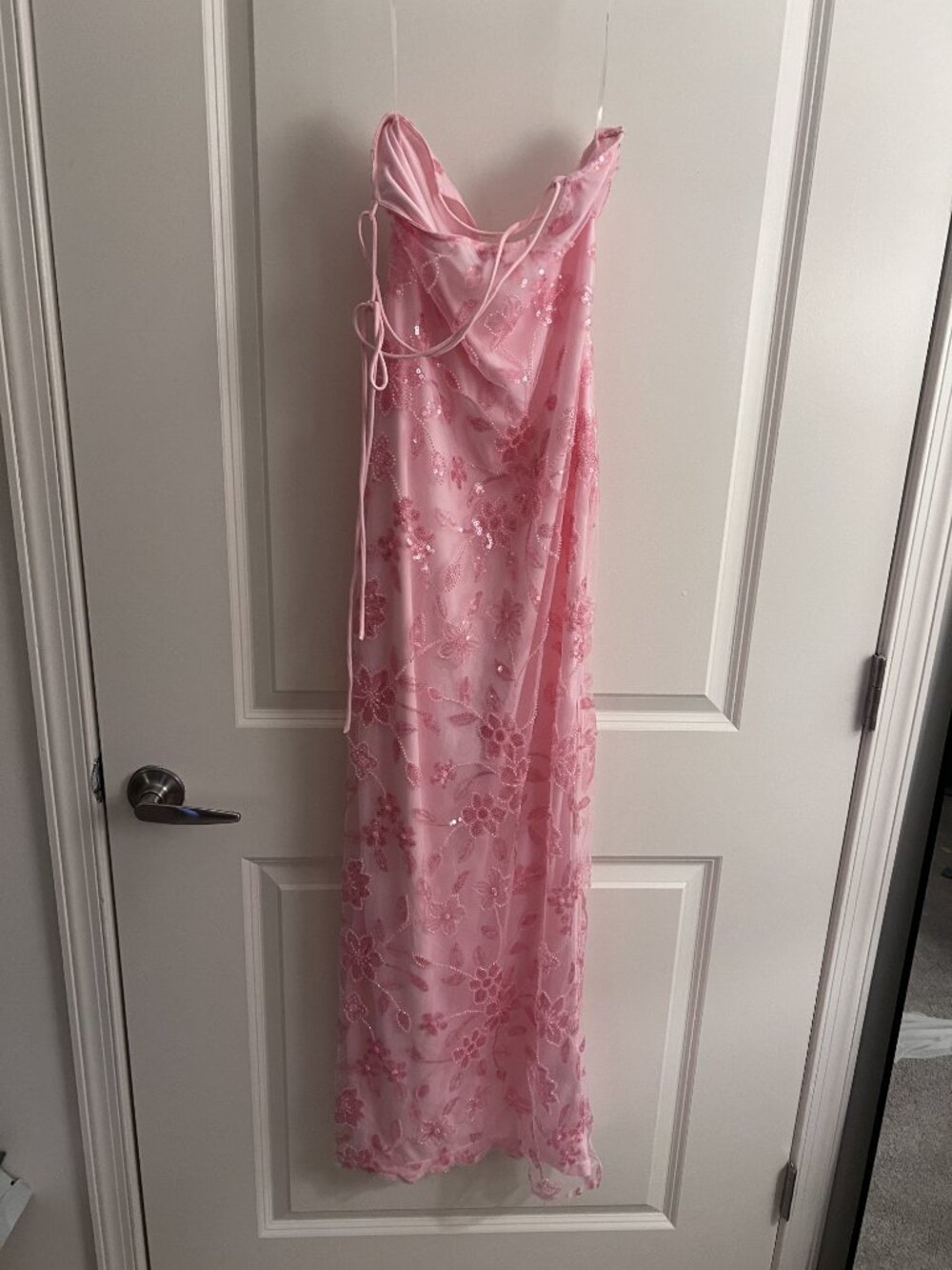 Peppermayo Pink Sequined Floral Cowl Neck Maxi Dress - Size US 6 / M - Picture 2 of 3